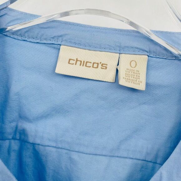 Chico's Size 0 Small Blue Long Sleeve Zip Up Lightweight Utility Jacket Casual - Picture 6 of 9